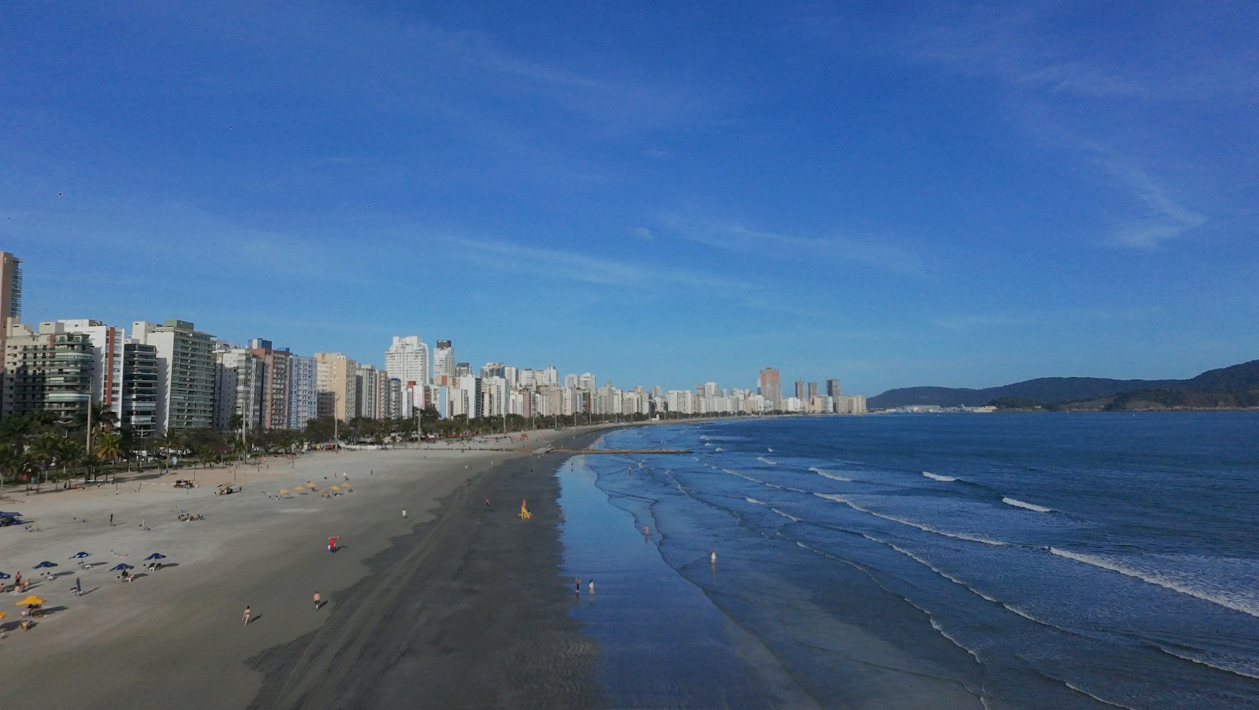 巴西桑托斯城市海岸航拍场景